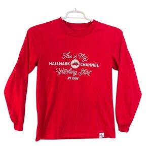 Hallmark Channel Watching Shirt Long Sleeve Graphic Tee Red Small #1 Fan